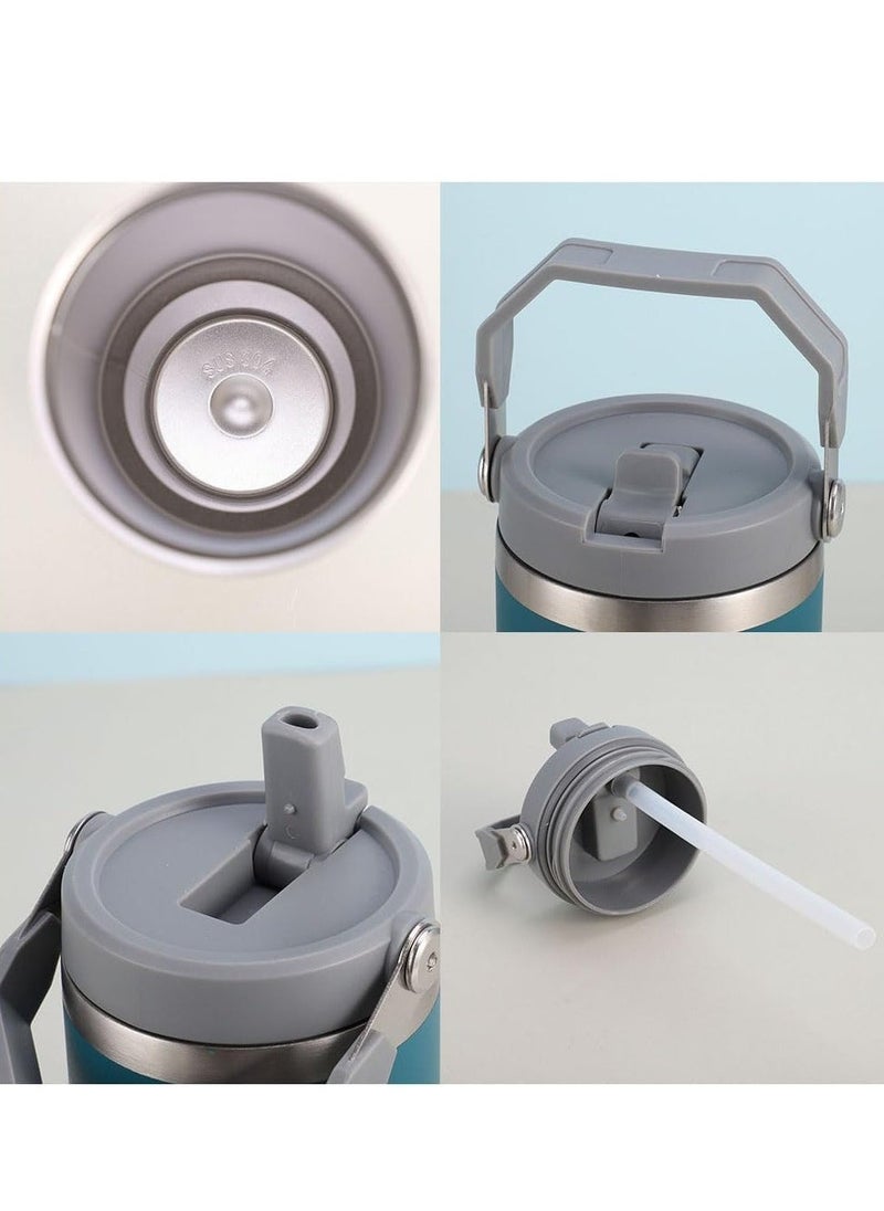 JAJEEK كوب ستانلس ستيل مع مقبض وغطاء قشة - زجاجة ماء معزولة بالفراغ، غطاء قابل للانقلاب مقاوم للتسرب، قابلة لإعادة الاستخدام في المنزل، المكتب، السيارة - Image 3