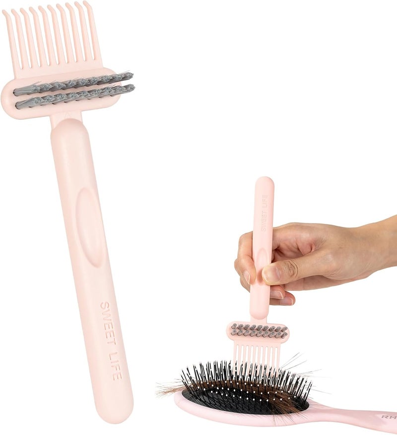 RHOS 2-in-1 Hair Brush Cleaner and Remover Tool - Comb for Removing Hair and Dust, Suitable for Home and Salon Use (1 Pack - Pink) - Image 1
