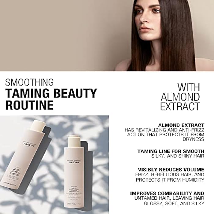 PREVIA Smoothing Taming Shampoo Anti-Frizz Shampoo with Almond Extract Vegan Sulfate Free Hydrating Formula for Smooth Manageable Hair Static Control Frizz-Free Results 8.45 oz - Image 3
