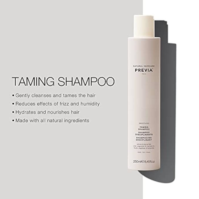 PREVIA Smoothing Taming Shampoo Anti-Frizz Shampoo with Almond Extract Vegan Sulfate Free Hydrating Formula for Smooth Manageable Hair Static Control Frizz-Free Results 8.45 oz - Image 2