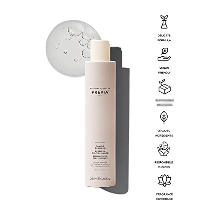 PREVIA Smoothing Taming Shampoo Anti-Frizz Shampoo with Almond Extract Vegan Sulfate Free Hydrating Formula for Smooth Manageable Hair Static Control Frizz-Free Results 8.45 oz - Image 4