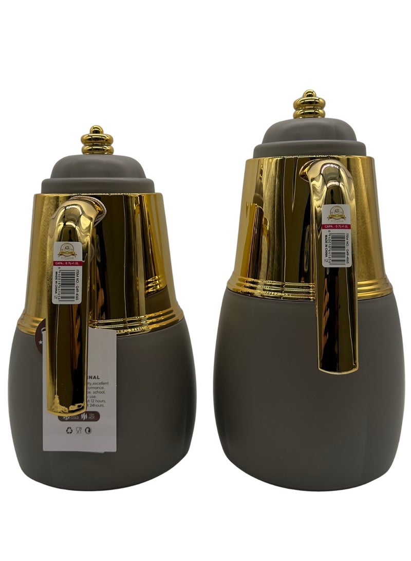 AL-GANNAS 2 Peice Thermos Set for Tea & Coffee | 1L & 0.7L | High-Quality with 2-Year Heat Retention Warranty | Elegant New Design - Image 2
