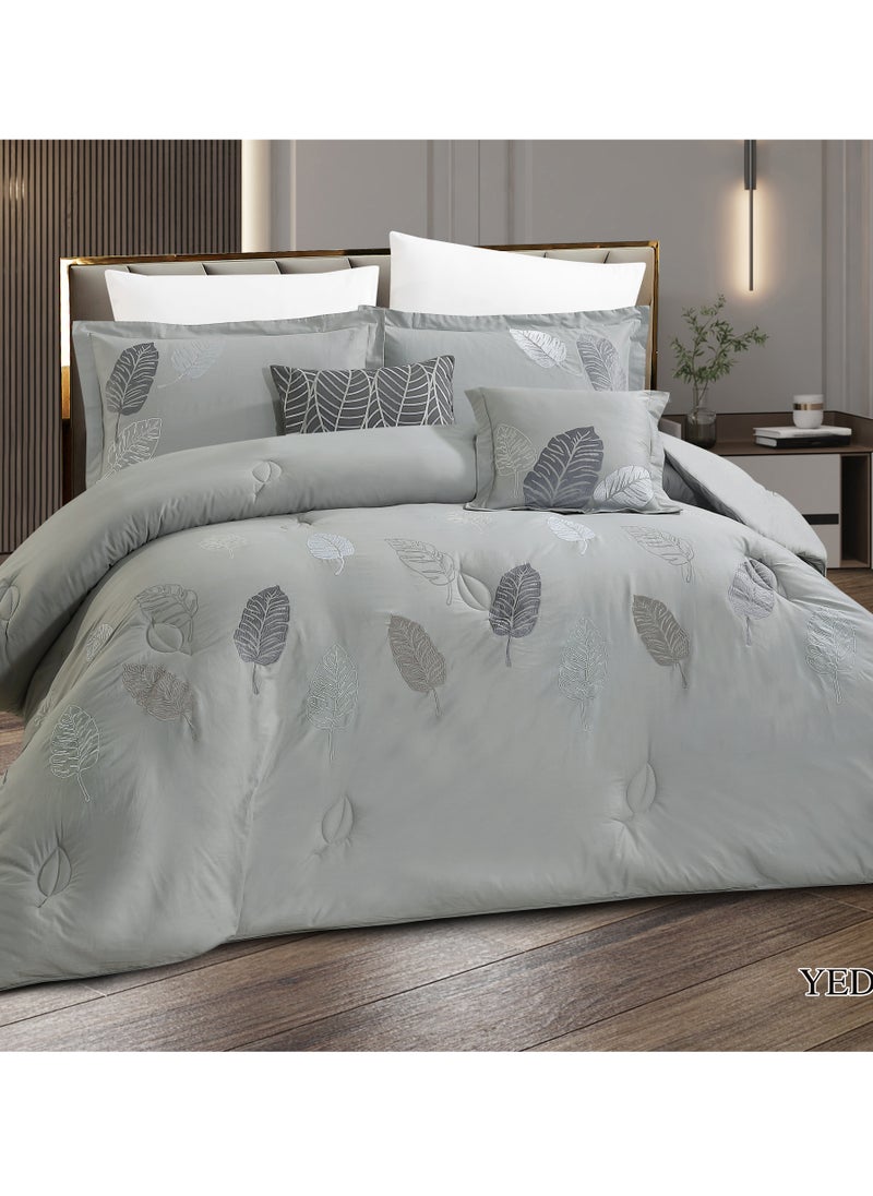 Hours - hours comforter set with soft silky fabric 100% cotton and a modern and distinctive pattern that satisfies all tastes 8 pieces king size - Image 1