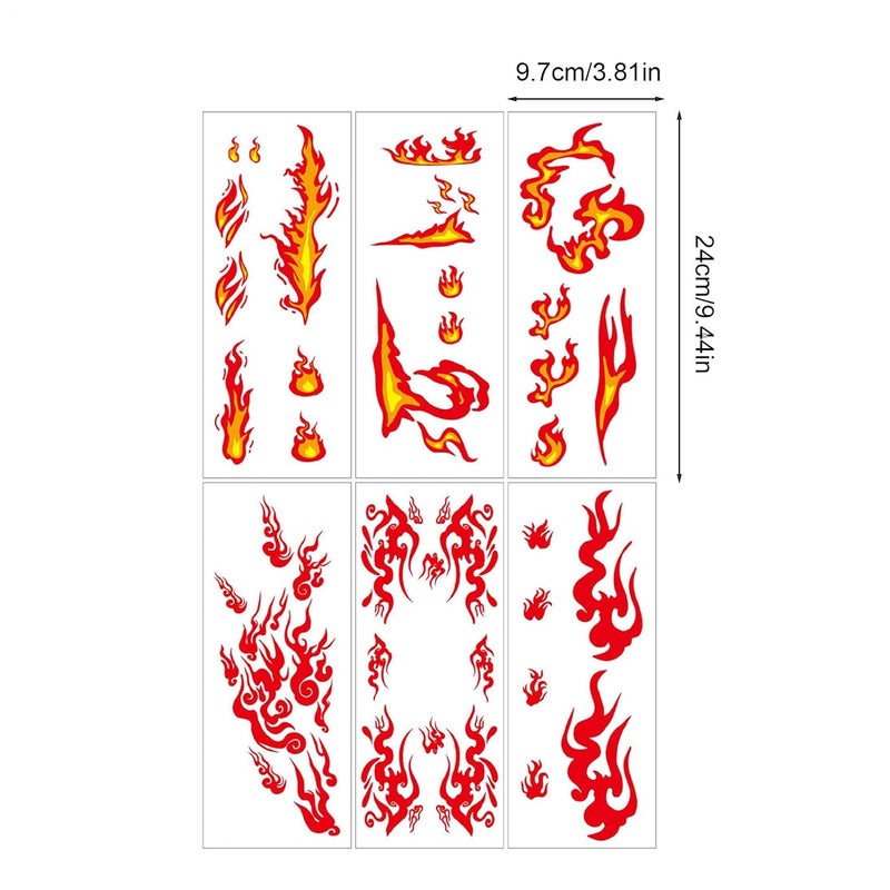 Temporary Stickers for Adults – 6 Sheets of Waterproof Stickers with Realistic Design – with Flames for the Body and Decorations – Ideal for Children Teens s Halloween Meets - Image 5