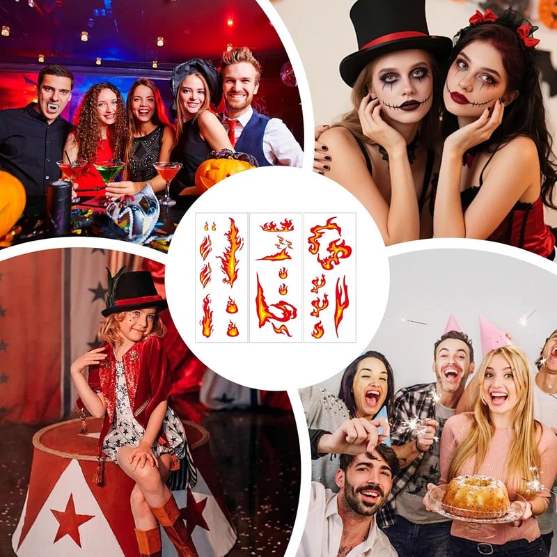 Temporary Stickers for Adults – 6 Sheets of Waterproof Stickers with Realistic Design – with Flames for the Body and Decorations – Ideal for Children Teens s Halloween Meets - Image 4