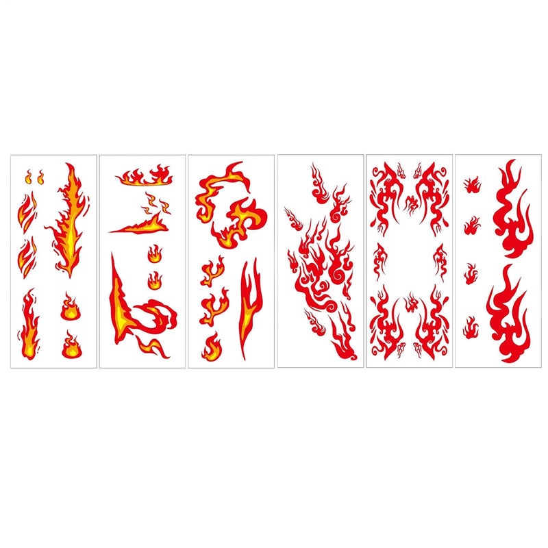 Temporary Stickers for Adults – 6 Sheets of Waterproof Stickers with Realistic Design – with Flames for the Body and Decorations – Ideal for Children Teens s Halloween Meets - Image 1