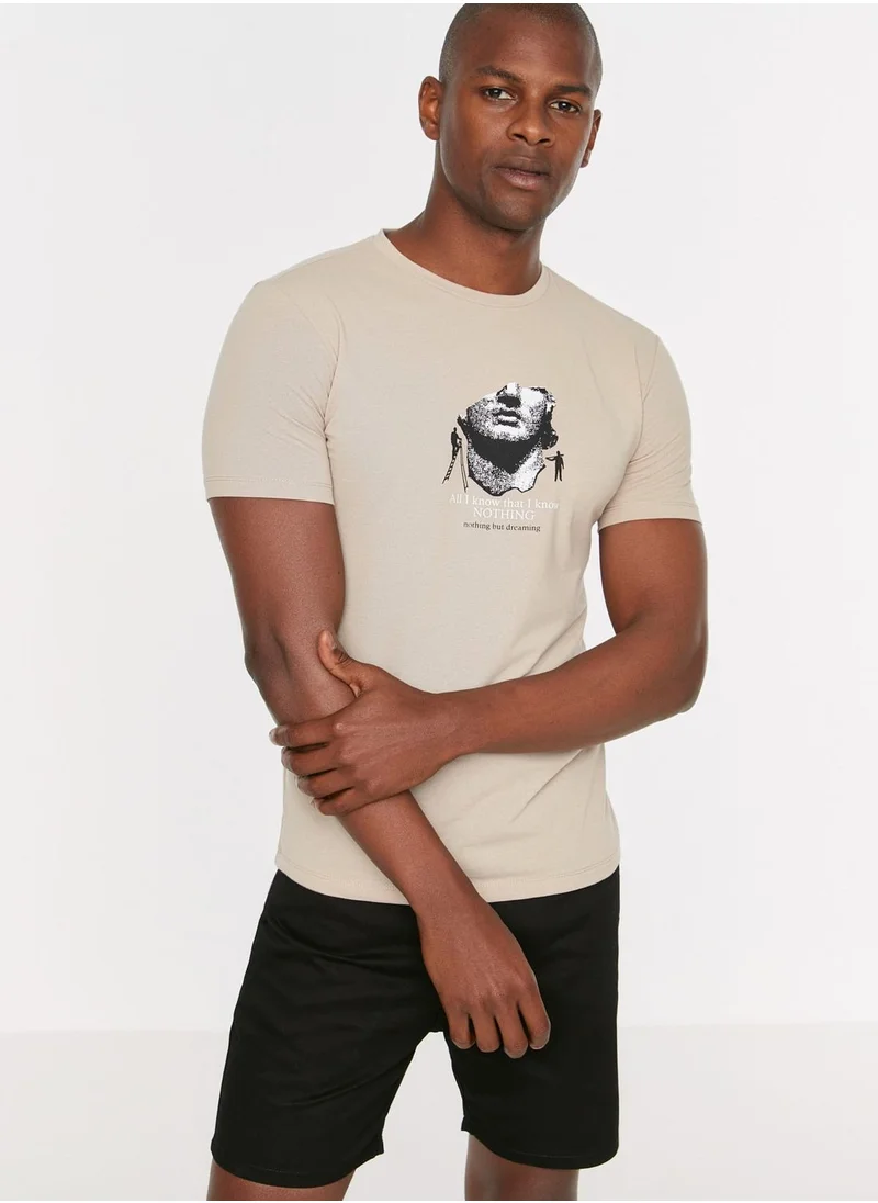 trendyol Slogan Crew Neck T-Shirt