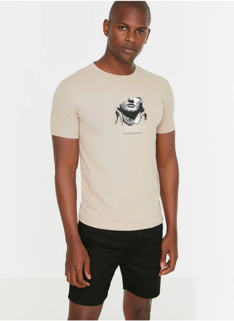 trendyol Slogan Crew Neck T-Shirt