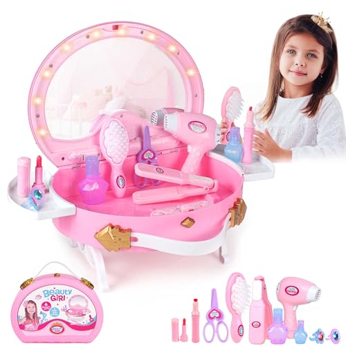 Bettina Toddler Vanity - Kids Pretend Play Princess Vanity Set with Mirror & Makeup Accessories, Lights and Music, Princess Vanity for Little Girls, Toddler Girl Toys - Image 1