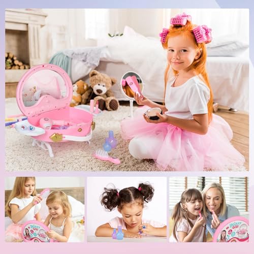 Bettina Toddler Vanity - Kids Pretend Play Princess Vanity Set with Mirror & Makeup Accessories, Lights and Music, Princess Vanity for Little Girls, Toddler Girl Toys - Image 4
