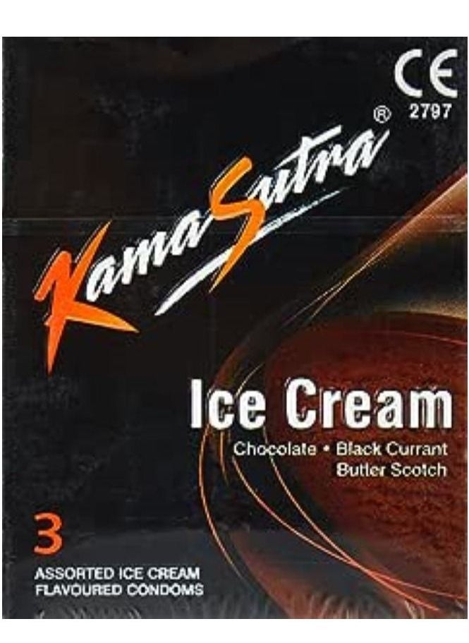 Ice Cream Flavour Condoms, 3 Pieces