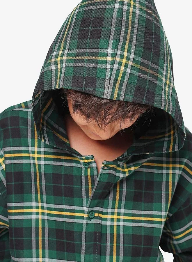 بونكيدز Regular Long Sleeve Printed Green Cotton Shirt For Boys 100 % Cotton