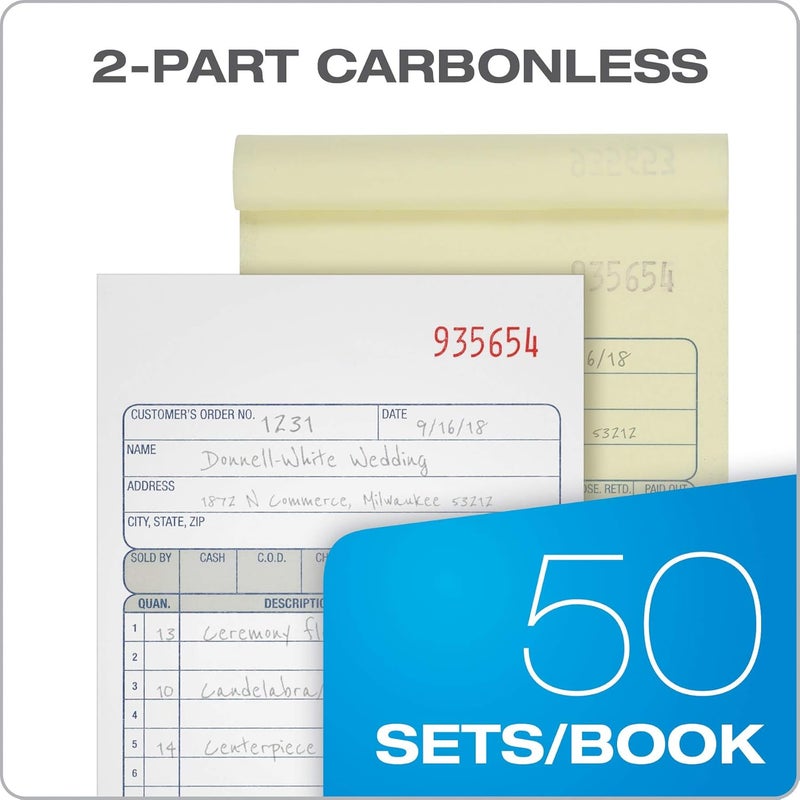 Adams Sales Order Book, 2-Part, Carbonless, White/Canary, 4-3/16 x 7-3/16 Inches, 50 Sets per Book - Image 2