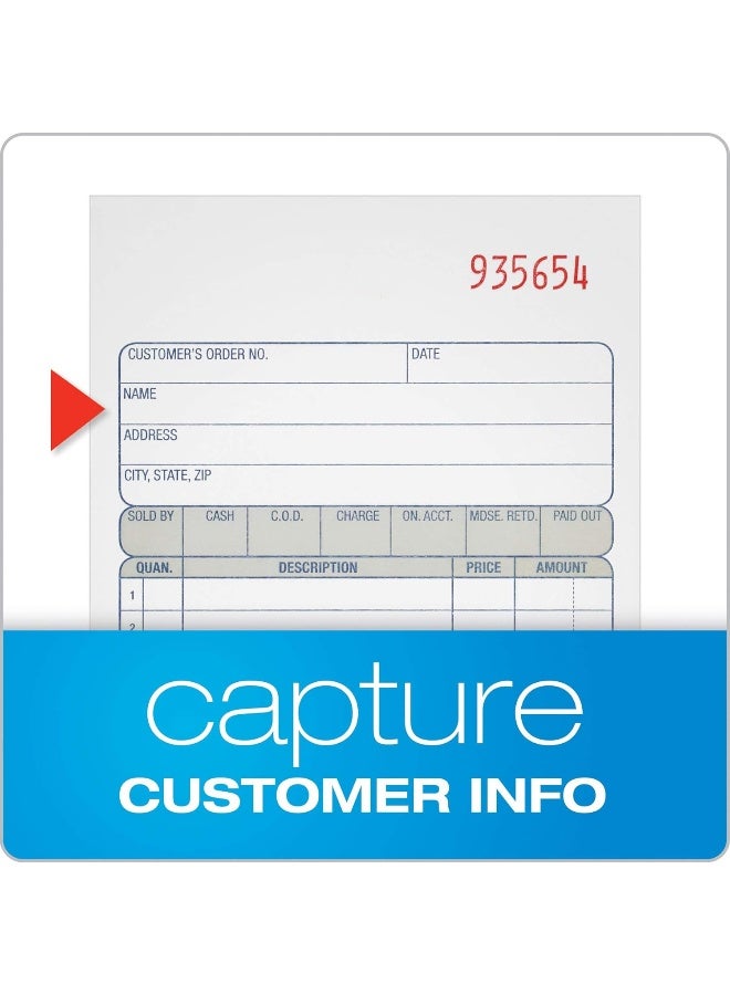 Adams Sales Order Book, 2-Part, Carbonless, White/Canary, 4-3/16 x 7-3/16 Inches, 50 Sets per Book - Image 3