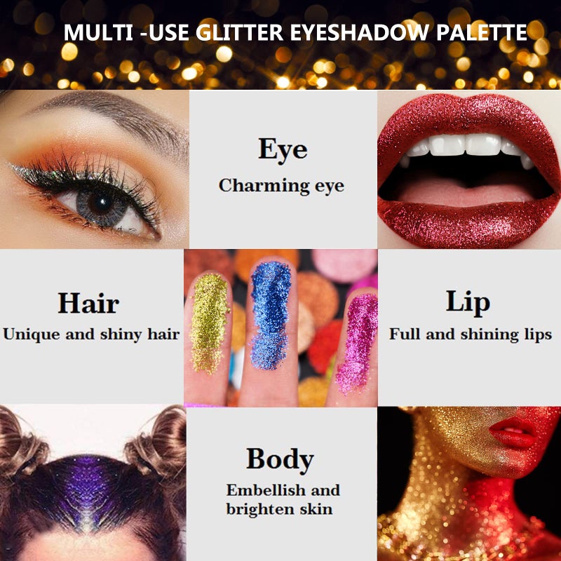 VERONNI Pro 35 Color Glitter Shimmer Eyeshadow Makeup Palette Pigment Stage Make Up Eye Shadow Plattet (35 Glitter) - Image 2