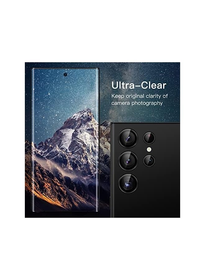 PROMASS Camera Lens Protector for Galaxy S23 Ultra 5G 6.8-Inch, 9H Tempered Glass Metal Individual Ring Cover, Easy Installation Tray, HD Clear, 1 Set (Phantom Black) - Image 3