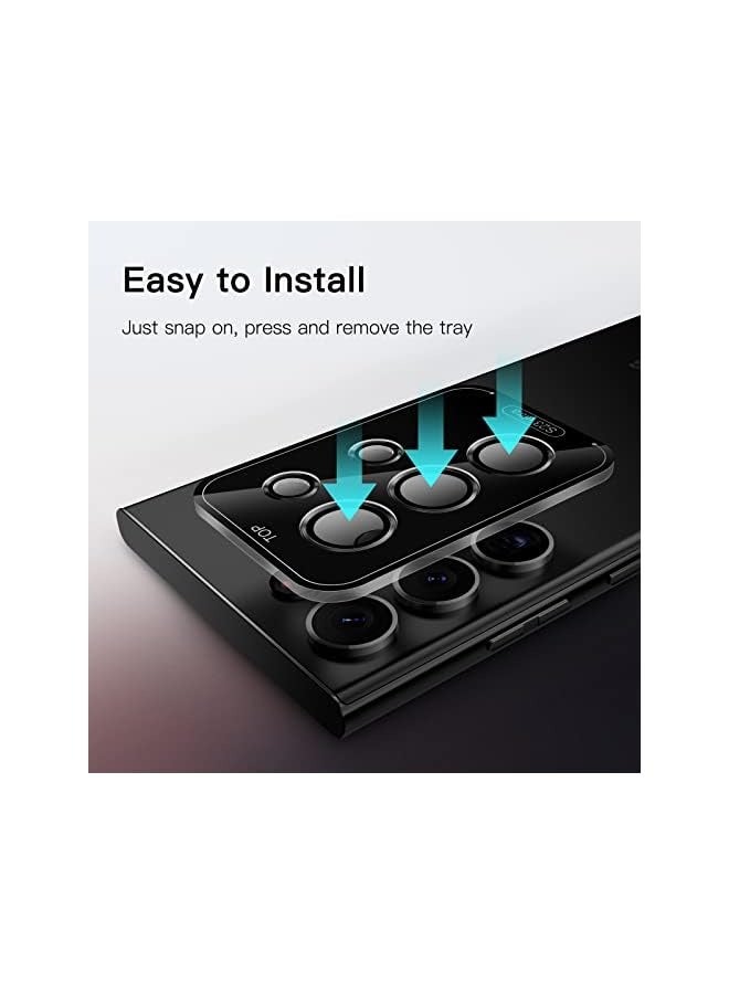 PROMASS Camera Lens Protector for Galaxy S23 Ultra 5G 6.8-Inch, 9H Tempered Glass Metal Individual Ring Cover, Easy Installation Tray, HD Clear, 1 Set (Phantom Black) - Image 5