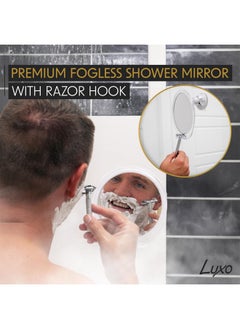 Luxo Luxo Shaving Mirror, Shower Mirror with a Razor Holder for Shaving with Powerful Suction Cup - Shatterproof Anti Fog Mirror for Shower (Clear)  - Image 2