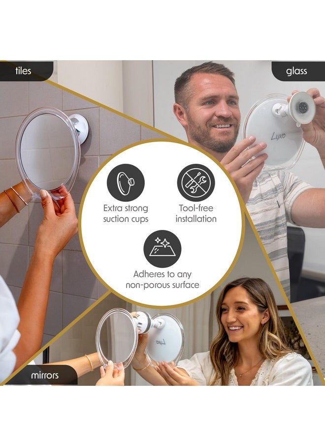 Luxo - Luxo Shaving Mirror, Shower Mirror with a Razor Holder for Shaving with Powerful Suction Cup - Shatterproof Anti Fog Mirror for Shower (Clear) - Image 1