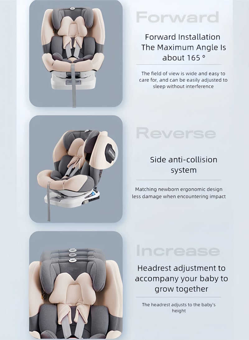 0-12 Years 360° Rotating Baby Car Seat – Portable Adjustable Recline + C-Spine Support – Ergonomic Infant Safety Seat for Vehicles  - Image 2