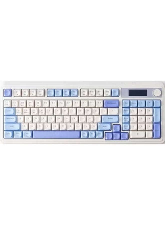 AULA S99 Pro Keyboard, Cute Creamy Gaming Keyboard with Number Pad Smart Screen, Tri-Mode Bluetooth/2.4G/USB-C Computer Keyboards, Media Knob Custom RGB Mechanical Feel for MAC Xbox PC Gamer - Purple
