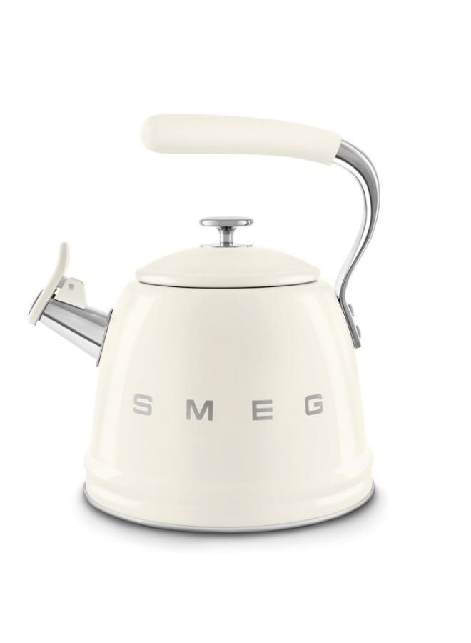 سميج غلاية صافرة SMEG WKF01CR، من الفولاذ المقاوم للصدأ، سعة 2.3 لتر، غطاء قابل للإزالة وفوهة قياس، متوافقة مع الحث، كريمي. - Image 1