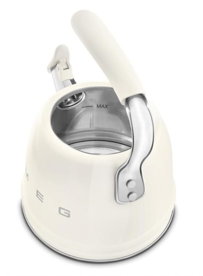 سميج غلاية صافرة SMEG WKF01CR، من الفولاذ المقاوم للصدأ، سعة 2.3 لتر، غطاء قابل للإزالة وفوهة قياس، متوافقة مع الحث، كريمي. - Image 5