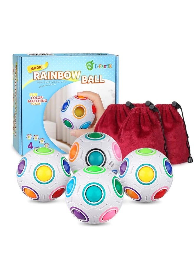 D-FantiX - D-FantiX 4Pcs Rainbow Puzzle Ball, Brain Teasers Fidget Toys for Kids Ages 3+, Stress Reliever Magic Travel Toy for Boys & Girls - Image 1