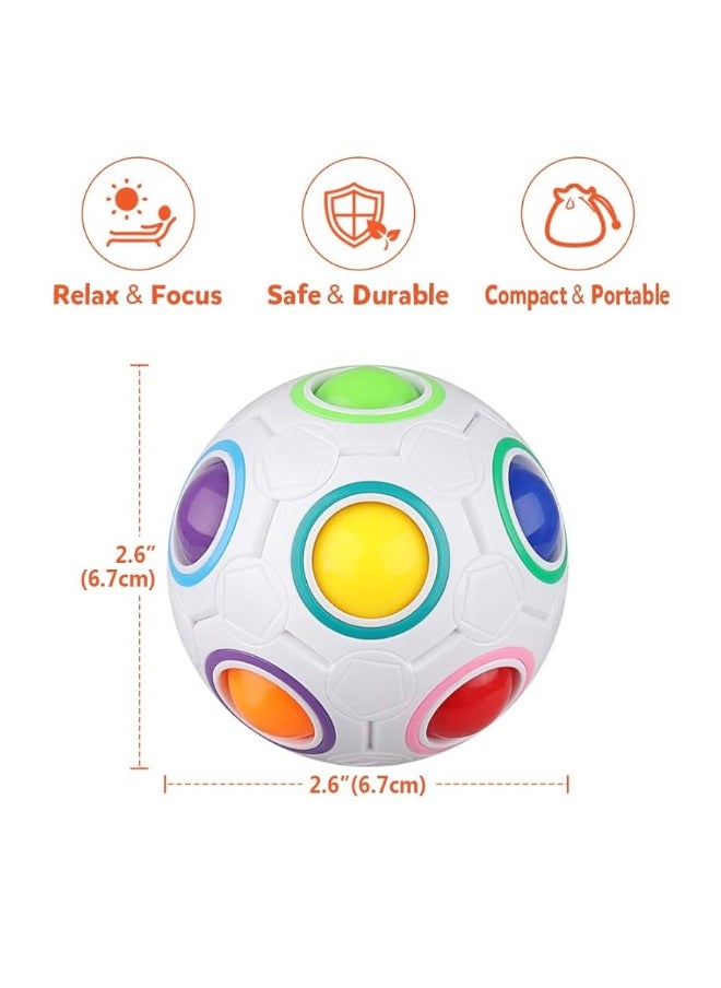 D-FantiX - D-FantiX 4Pcs Rainbow Puzzle Ball, Brain Teasers Fidget Toys for Kids Ages 3+, Stress Reliever Magic Travel Toy for Boys & Girls - Image 1