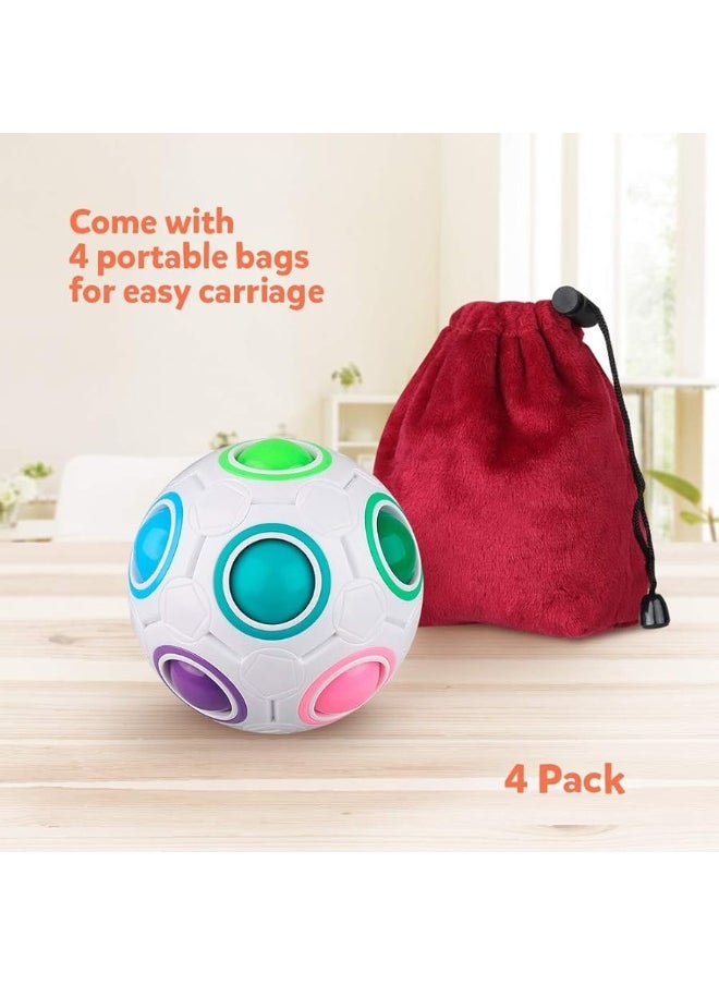 D-FantiX - D-FantiX 4Pcs Rainbow Puzzle Ball, Brain Teasers Fidget Toys for Kids Ages 3+, Stress Reliever Magic Travel Toy for Boys & Girls - Image 1