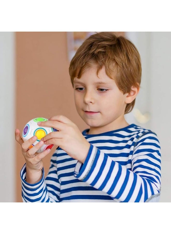 D-FantiX - D-FantiX 4Pcs Rainbow Puzzle Ball, Brain Teasers Fidget Toys for Kids Ages 3+, Stress Reliever Magic Travel Toy for Boys & Girls - Image 1