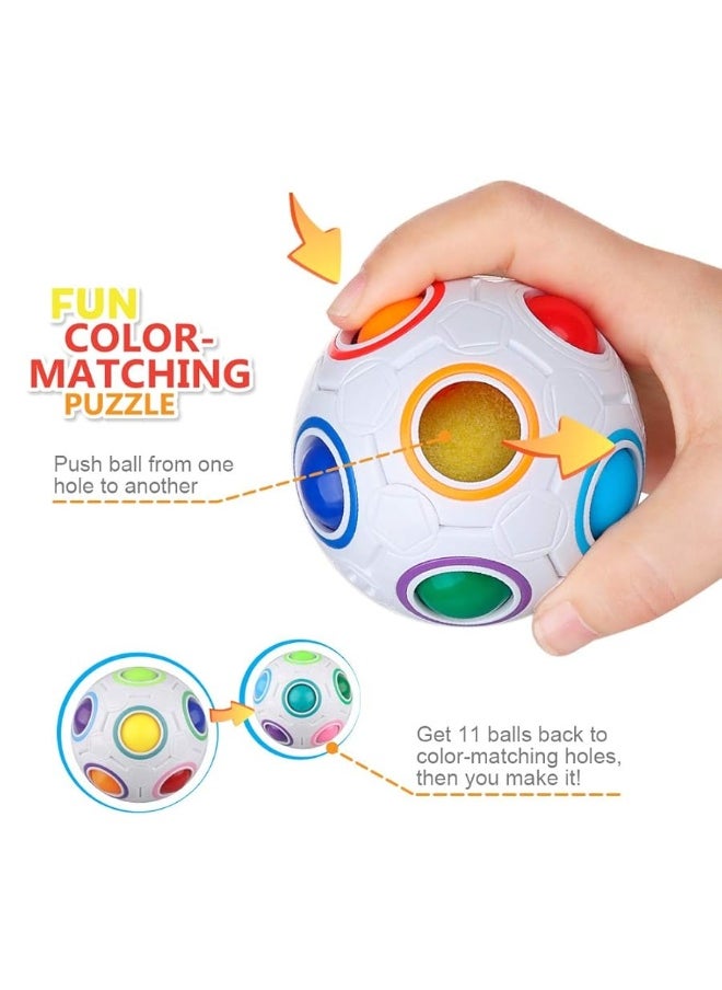 D-FantiX - D-FantiX 4Pcs Rainbow Puzzle Ball, Brain Teasers Fidget Toys for Kids Ages 3+, Stress Reliever Magic Travel Toy for Boys & Girls - Image 1