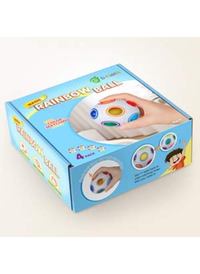 D-FantiX - D-FantiX 4Pcs Rainbow Puzzle Ball, Brain Teasers Fidget Toys for Kids Ages 3+, Stress Reliever Magic Travel Toy for Boys & Girls - Image 1