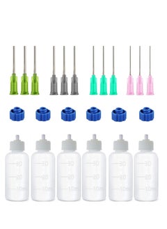 Excefore 6 Pcs Glue Applicator Bottles, 30ml Plastic Squeezable Dropper Bottles with Blunt Needle Tip 14ga 16ga 18ga 20ga for Glue Applications, Paint Quilling Craft and Oil  - Image 1
