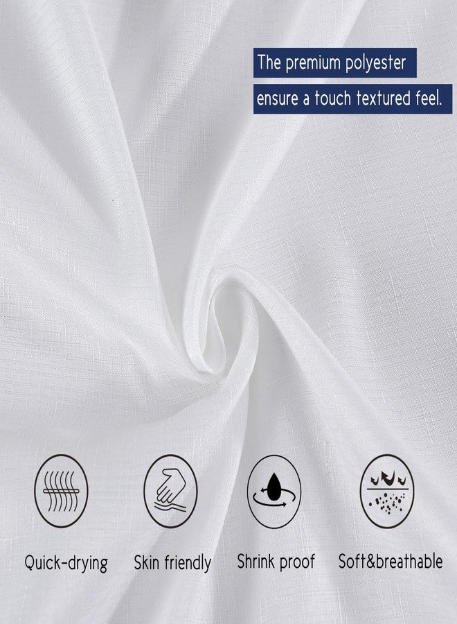 Hi -G HIG Chic Scallop Edge Shower Curtain - Modern Decorative Coastal Bathroom Curtain for Home Decor, White and Navy Elegant Minimalist Textured Cloth Bath Curtain, 72x72 Inch - Image 5