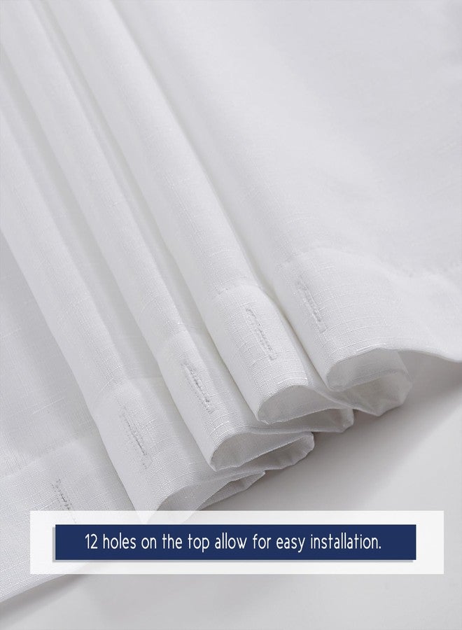 Hi -G HIG Chic Scallop Edge Shower Curtain - Modern Decorative Coastal Bathroom Curtain for Home Decor, White and Navy Elegant Minimalist Textured Cloth Bath Curtain, 72x72 Inch - Image 4