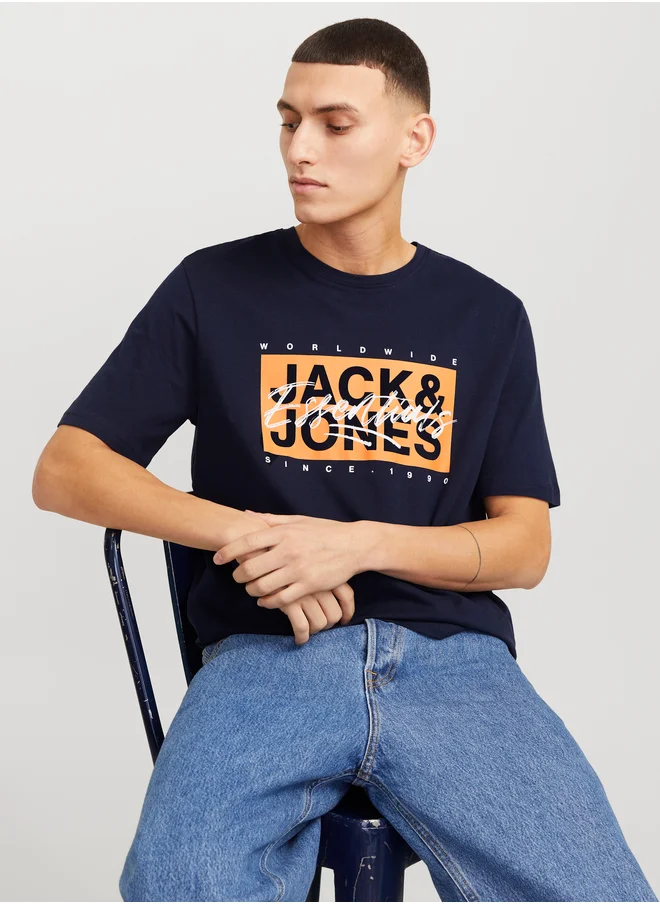 جاك اند جونز Graphic Print Crew Neck T-Shirt