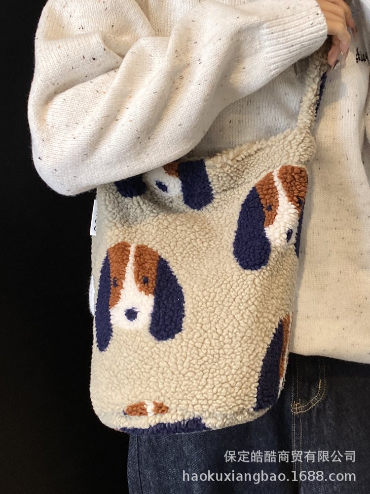 Cute Lamb Wool Bag Women'S Fashionable South Korea Bucket Bag Large Capacity Crossbody Mao Mao Bag - Image 2