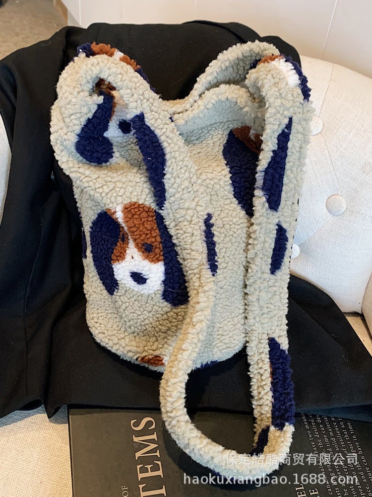 Cute Lamb Wool Bag Women'S Fashionable South Korea Bucket Bag Large Capacity Crossbody Mao Mao Bag - Image 5