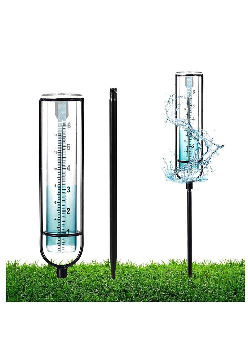 Generic Glass Rain Gauge Stake, 6 Inch/15.2cm, with Stake and Metal Tube Holder Removable Rain Gauges, for Yard Lawn Garden Fence Mailbox, 6 Inch/15.2cm  - Image 1