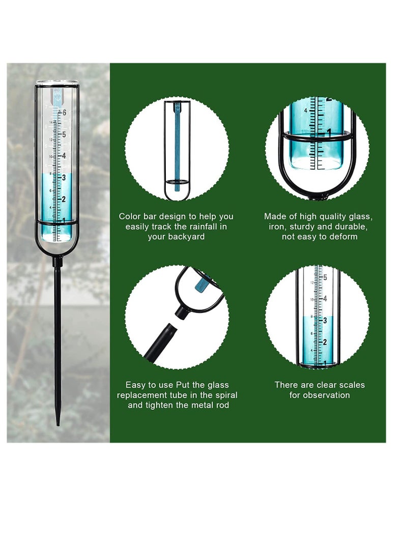 Generic Glass Rain Gauge Stake, 6 Inch/15.2cm, with Stake and Metal Tube Holder Removable Rain Gauges, for Yard Lawn Garden Fence Mailbox, 6 Inch/15.2cm  - Image 4