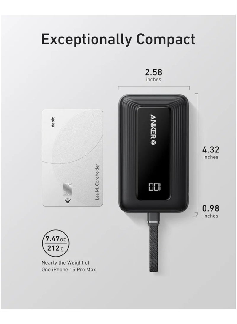 Ankey Anker Zolo Power Bank (20K, 30W, Built-In USB-C Cable) Black - Image 2