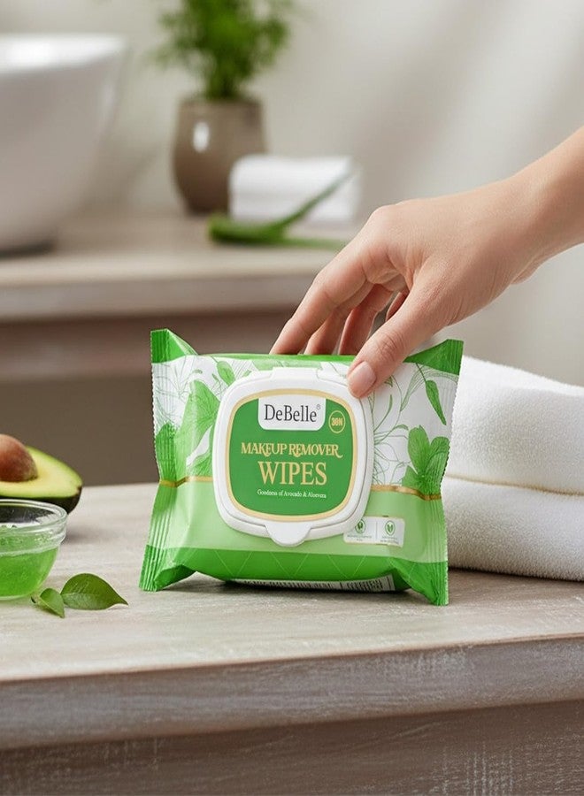 دي بيلي مناديل ديبيل لإزالة المكياج | غنية بخلاصة الصبار والأفوكادو | خالية من الكحول | مناديل تنظيف فائقة النعومة للوجه والعينين والشفاه | عبوة من 30 منديلًا - Image 5