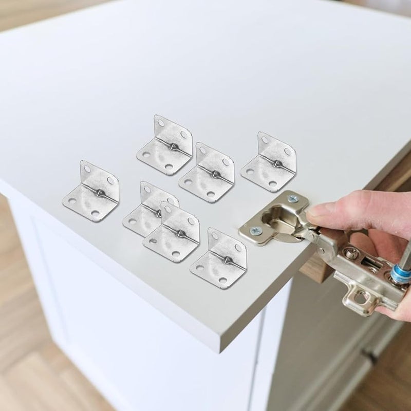 Gatuida 12pcs 3 80X2 60X2 60CM Stainless Steel Right Angle Corner Brackets Heavy Duty Shelf Support Connectors - Image 3