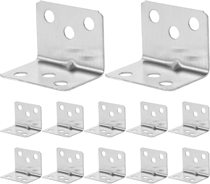 Gatuida 12pcs 3 80X2 60X2 60CM Stainless Steel Right Angle Corner Brackets Heavy Duty Shelf Support Connectors - Image 2