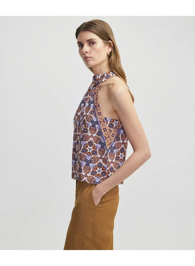 ابيكول بلوزة مطبوعة بياقة هالتر
