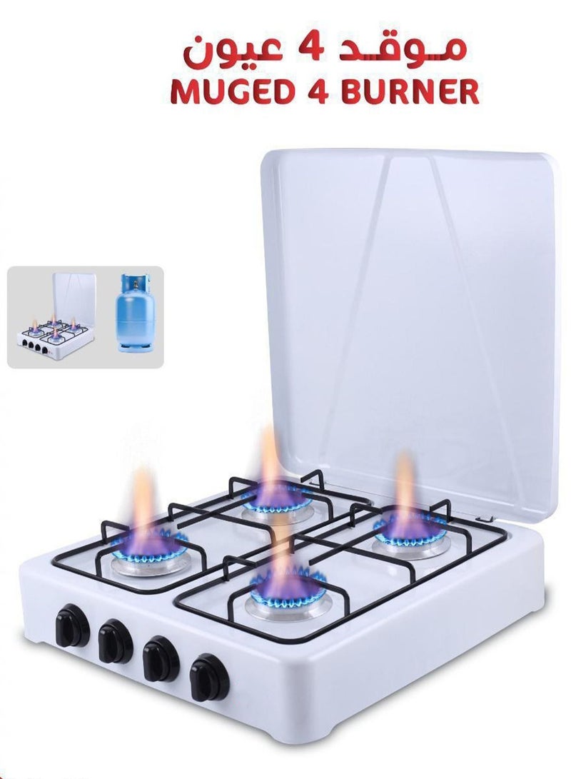 ال سي موقد غاز أربعة شعلات مثالية للاستخدام المنزلي والتخييم مع لي غاز 2متر - Image 2