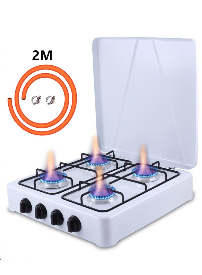 ال سي موقد غاز أربعة شعلات مثالية للاستخدام المنزلي والتخييم مع لي غاز 2متر - Image 1