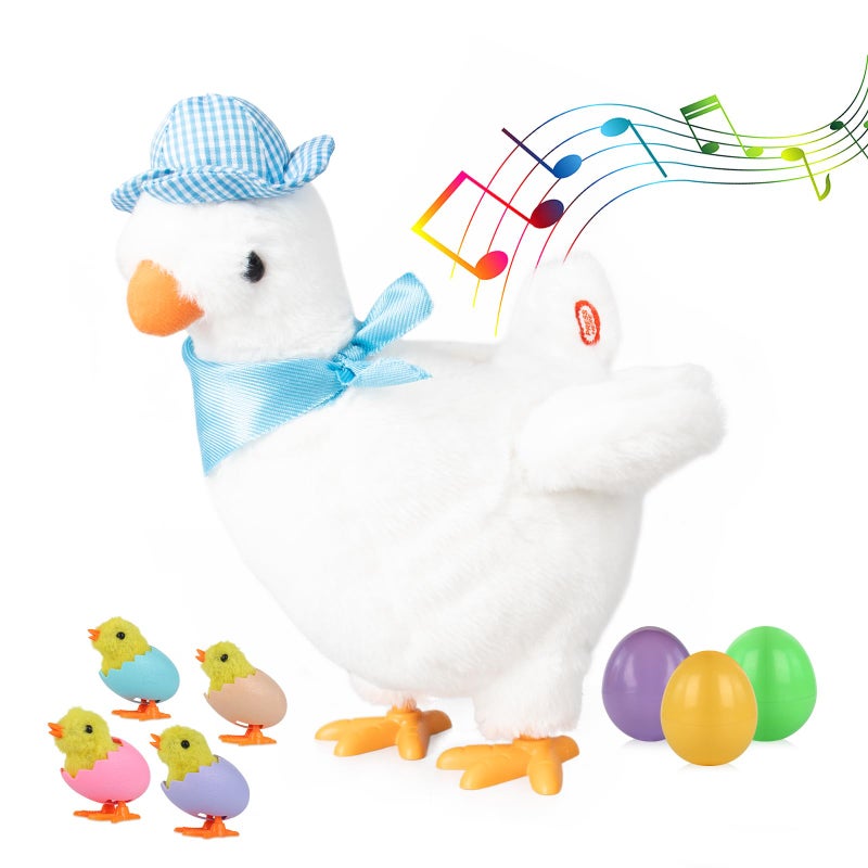 hbbhml Plush Electric Stuffed Laying Egg Chicken Toy Doll with Sound Music Easter for Boys Girls - Image 1