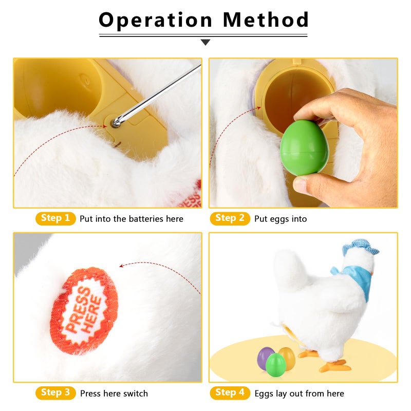 hbbhml Plush Electric Stuffed Laying Egg Chicken Toy Doll with Sound Music Easter for Boys Girls - Image 3